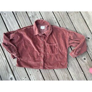 American Eagle salmon rust colored corduroy crop shacket size small